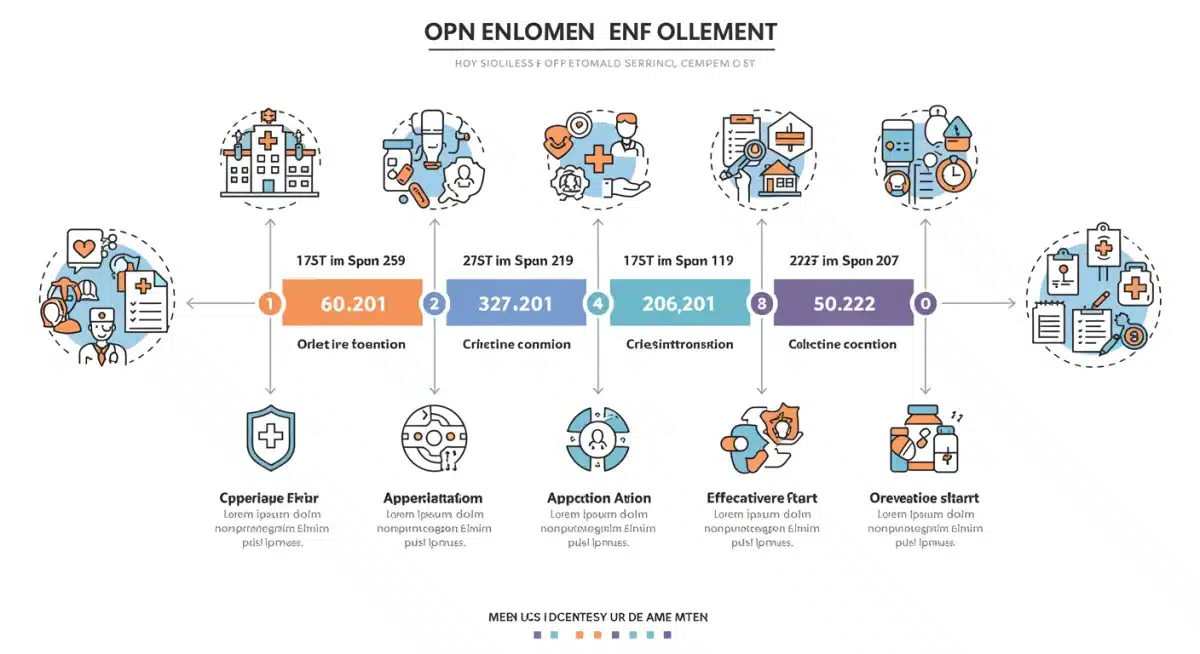 Open enrollment timeline infographic for 2025 health benefits