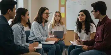 Students participate in a school mental health support group session