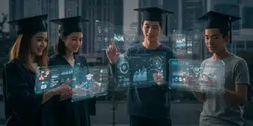 Young adults using advanced AI tools for academic and professional success in 2026.