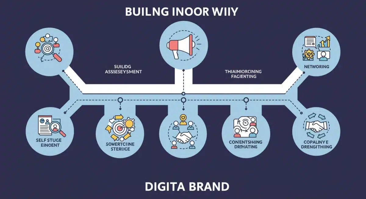 Infographic outlining five key steps to building a successful digital brand.