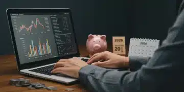 Person planning emergency fund savings on a laptop for 2026