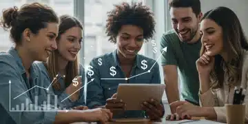 Entrepreneurial Grants: Secure $10,000 for US Startups by Fall 2026 Young entrepreneurs discussing startup funding opportunities in a modern office