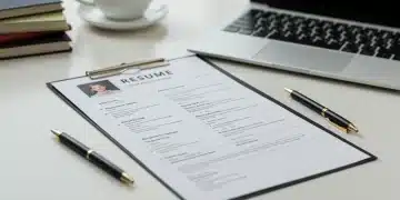 Modern resume on a desk with laptop, symbolizing career success in 2026 US