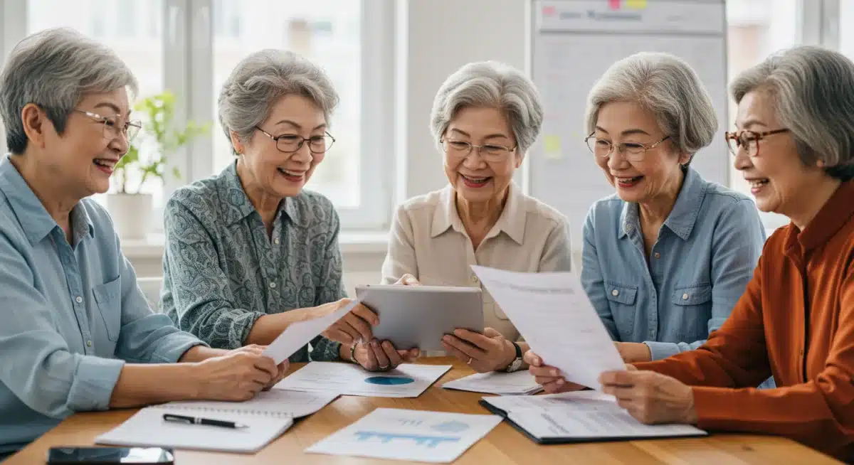 Seniors discussing Social Security benefits and retirement planning