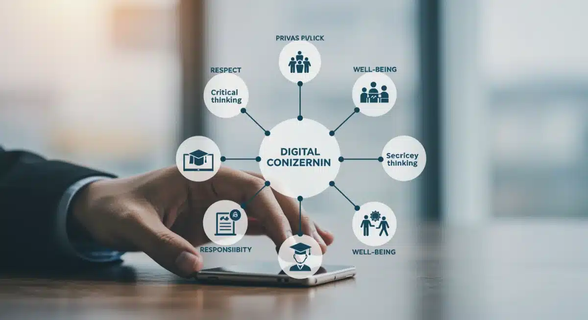 Six core principles of digital citizenship visually represented