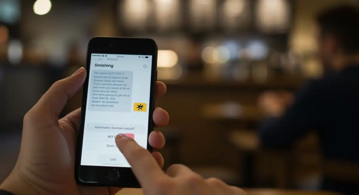 Young person receiving suspicious text message on smartphone