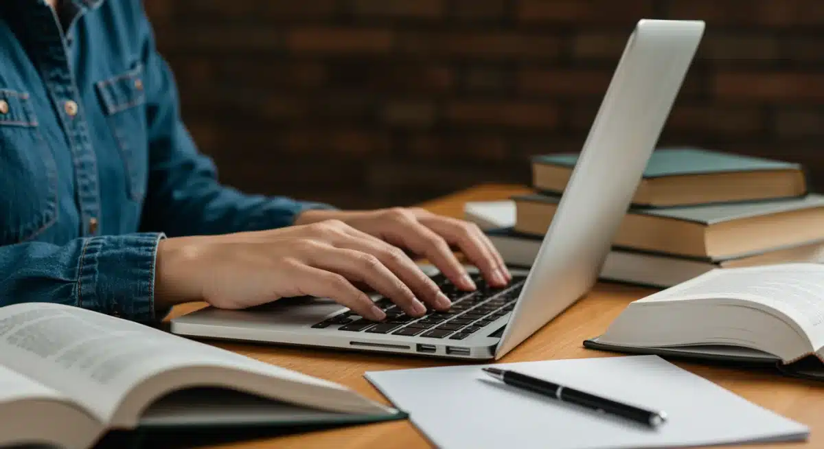 Student preparing graduate school application documents
