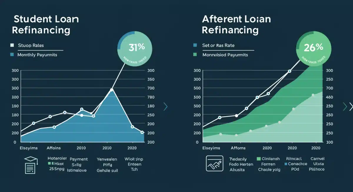 Infographic comparing student loan interest rates before and after refinancing 2026