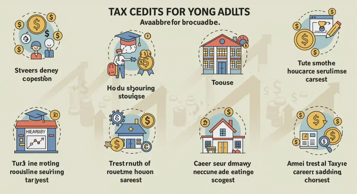 Infographic showing different tax credit categories for young adults