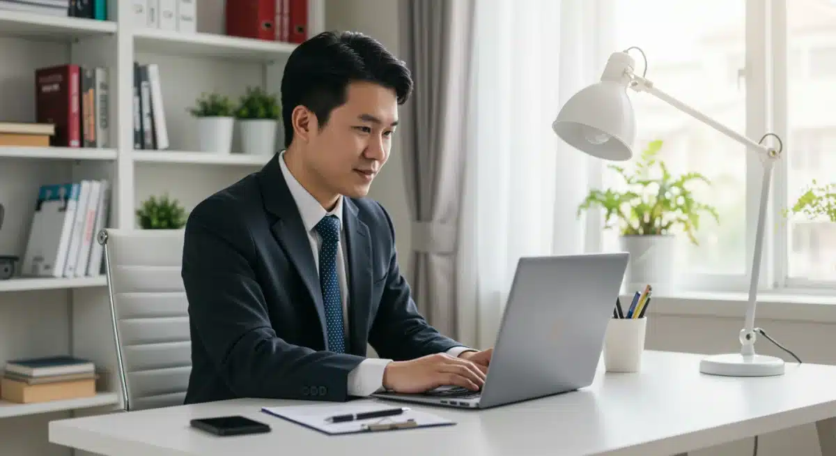 Professional engaging in virtual networking event