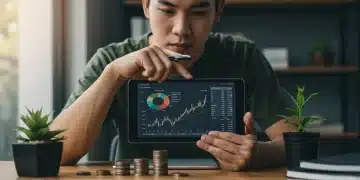 Young person planning investments on a tablet with under $1,000 budget