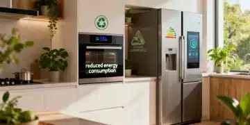 Modern kitchen with energy-efficient appliances and green accents