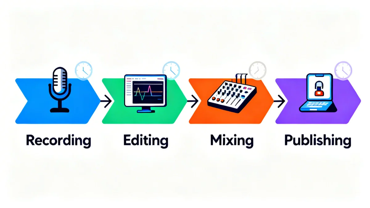 Streamlined podcast production timeline with automation tools