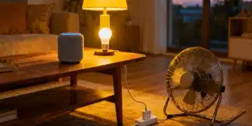 Smart home living room with smart speaker, smart light, and smart plug for beginners