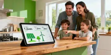 Smart home energy monitoring dashboard displaying real-time data on a tablet.
