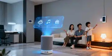 Family interacting with advanced voice assistant in smart home, 2026