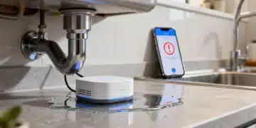 Smart water leak detector under sink preventing damage