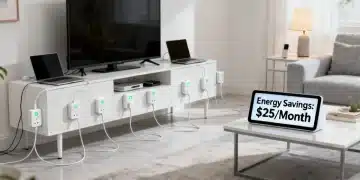 Smart plugs reducing phantom power in a modern living room