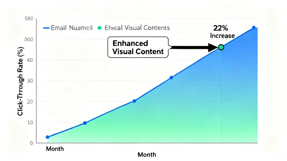 Graph illustrating increased email click-through rates from visual content