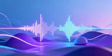 Futuristic sound wave representing audio storytelling evolution