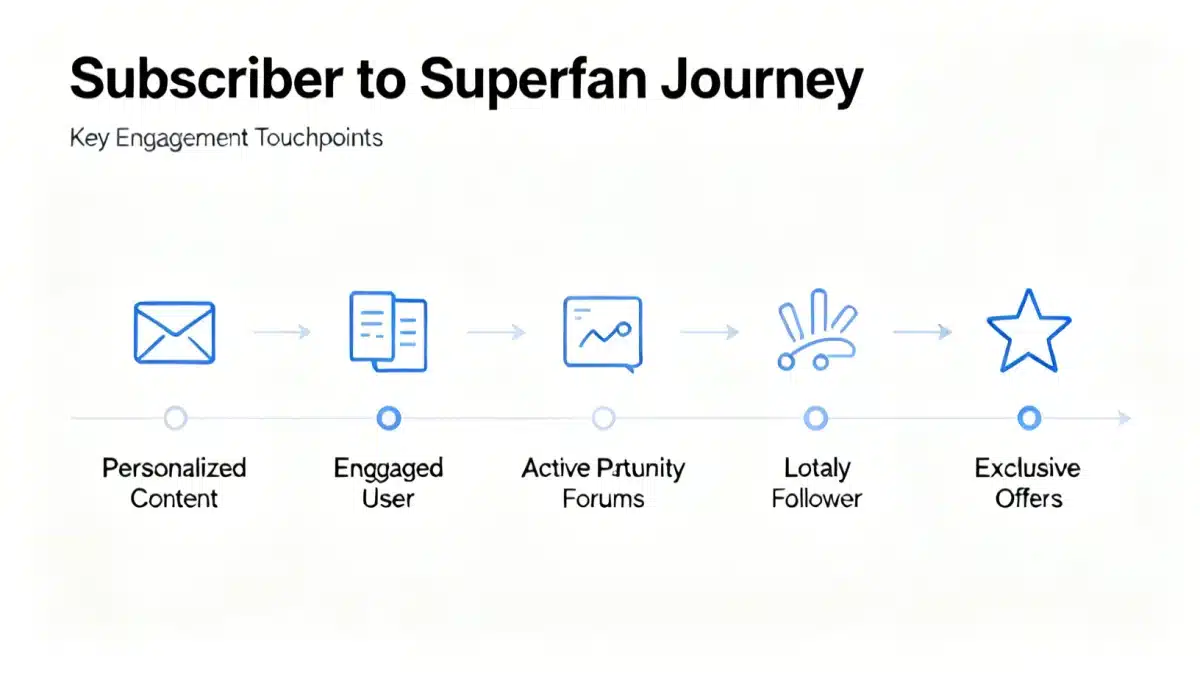 Infographic depicting the subscriber to superfan journey with key engagement points